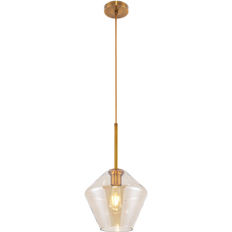 Image of Privatefloor - Lampada a soffitto in cristallo - Lampada a sospensione dal design a diamante - Alon Beige - Vetro, Metallo - Beige