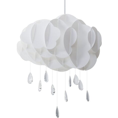 Lampadario a Forma di Nuvola Bianca con Gocce in Acrilico per Cameretta Ailenne