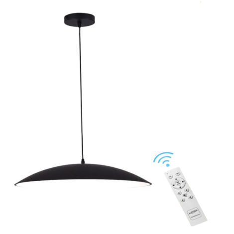 Lampadario a led a sospensione 46 watt 3 colorazione di luce dimmerabile con telecomando lampada da cucina soggiorno nero