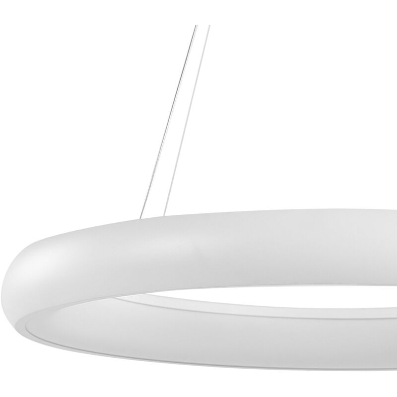 Image of Lampadario moderno a forma di anello con luci led integrate in metallo bianco Bago
