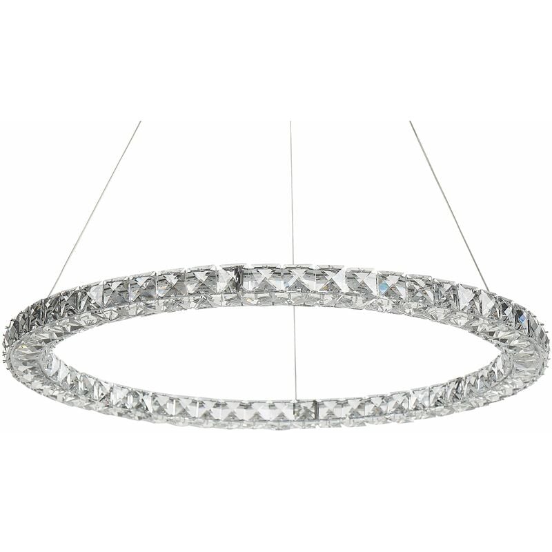 Image of Beliani - Lampadario rotondo cristallo e metallo argento con led integrati Magat - Argento