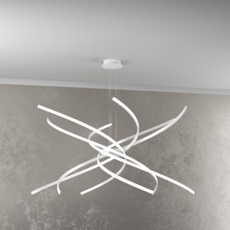 Lampadario a Led Moderno Top Light Tornado 88W 5950LM 1163/S100 Bianco