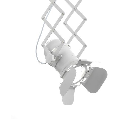 Lampadario a pantografo in alluminio bianco  cm. Ø.12 x P.22