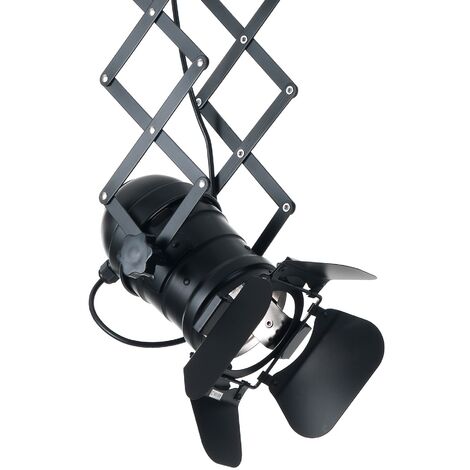Lampadario a pantografo in alluminio nero opaco cm. Ø.12 x P.22