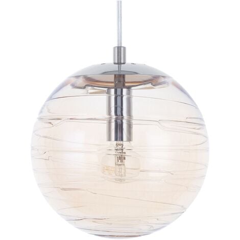 Lampadario a sfera in vetro ambrato Mirna