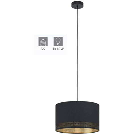 Lampadario a sospensione Ø 38 cm Eglo colore Nero e Oro con filo 1xE27/40W/220-240V - nero