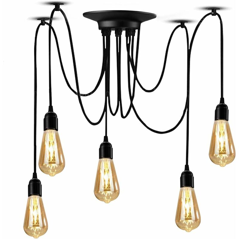 Lampadario a Sospensione 5 Bracci Lampadario a Forma di Ragno Luce Pendente Stile Vintage per Sala da Pranzo Camera da Letto Hotel E27