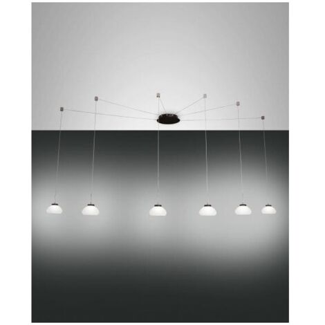 Lampadario a sospensione Arabella a Led in metallo e vetro soffiato bianco 3547-46-102 Fabas Luce