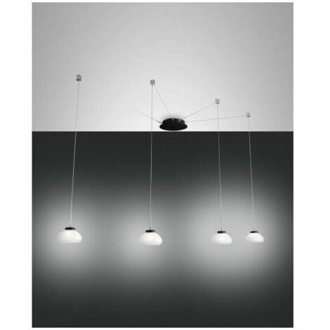 Lampadario a sospensione Arabella a Led in metallo e vetro soffiato bianco 3547-49-102 Fabas Luce