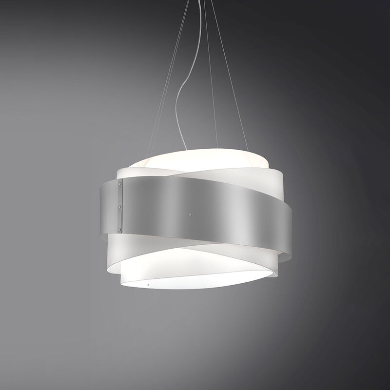 Image of Linea Zero - Sospensione Moderna 1 Luce Bea In Polilux Silver D60 Made In Italy - Argento