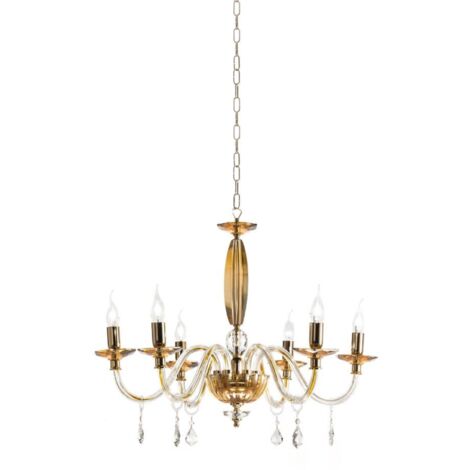 Lampadario a sospensione CECILIA in cristallo 6  luci D60 cm AMBRA