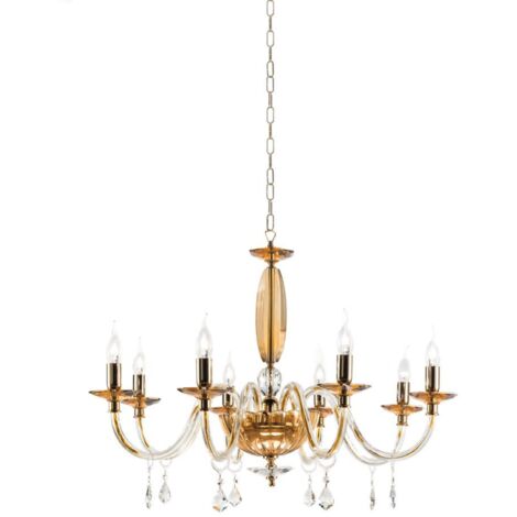 Lampadario a sospensione CECILIA in cristallo 8 luci D85 cm AMBRA