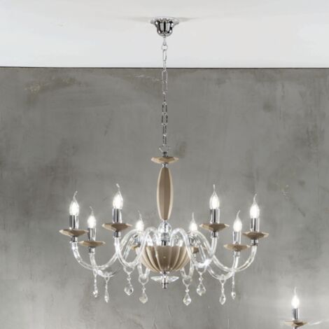 Lampadario a sospensione CECILIA in cristallo 8 luci D85 cm TORTORA