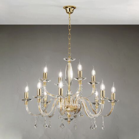 Lampadario a sospensione CECILIA in cristallo D95 cm 12 luci ORO