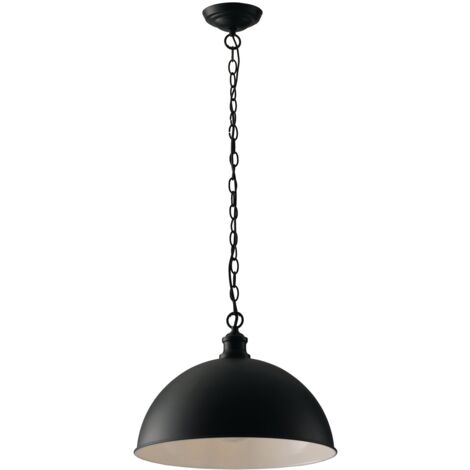 "Lampadario a sospensione CHARLESTON in metallo nero con interno bianco"