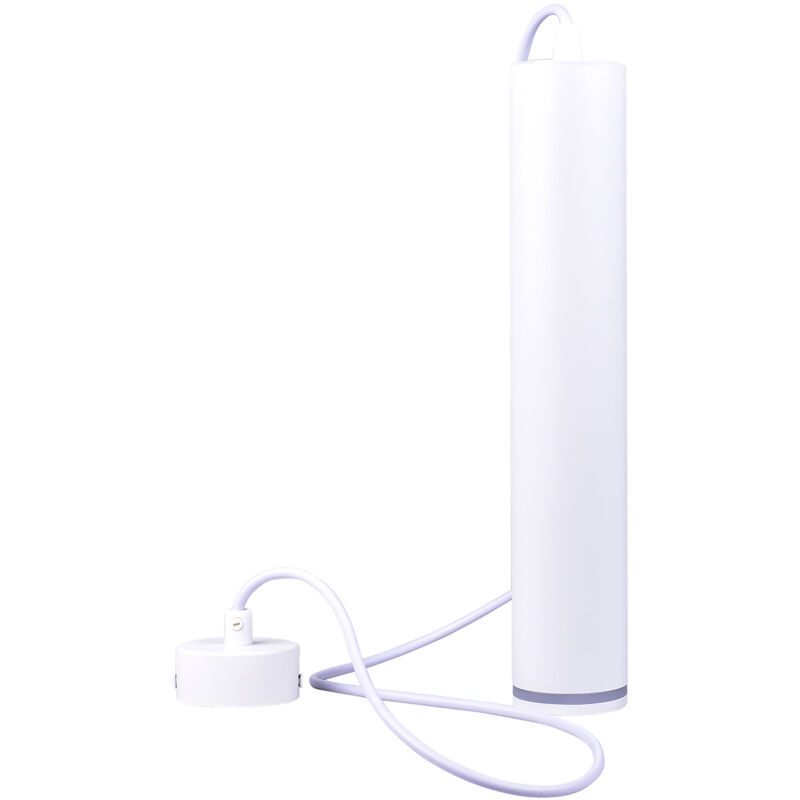 Image of Lampadario a sospensione cilindrico in alluminio bianco con attacco GU10 - illuminazione direzionale design minimal per cucina soggiorno sala da