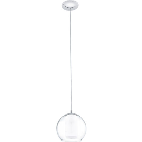 Lampadario A Sospensione Classico Bolsano Acciaio Cromo Vetro 1 Luce E27