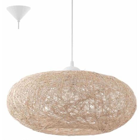 Lampadario A Sospensione Classico Campilo Policarbonato Bianco Beige 1 Luce E27