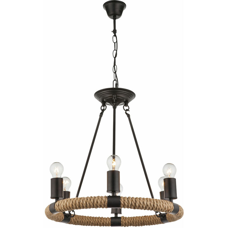 Image of Lampadario a sospensione in corda di canapa filament lampada a sospensione dimmer da soffitto in un set che include lampadine a led