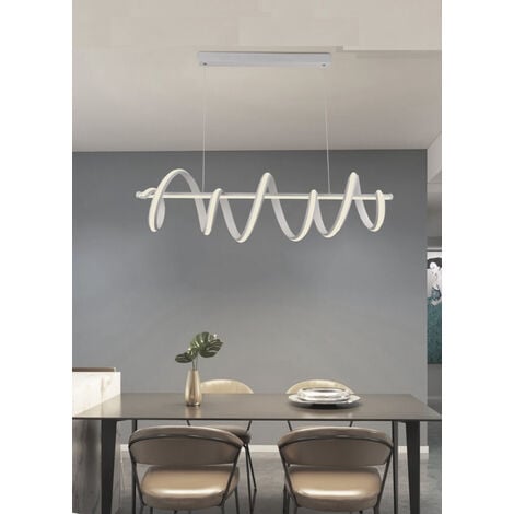 Universo Lampadario LED bianco decorativo, design moderno ad anelli sospesi  adatto per soggiorni, saloni e ampi spazi - Potenza 48W, Misure 60x60x100