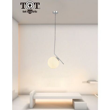 TOT ELECTRIC Lampadario a sospensione con sfera in vetro E27 argento design moderno minimal