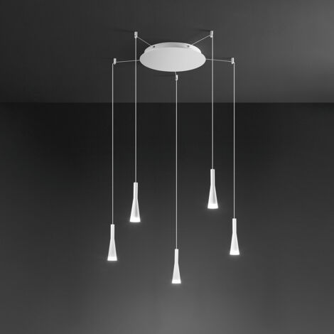 Lampadario a sospensione CONE bianco opaco 5x7W 3000K Perenz