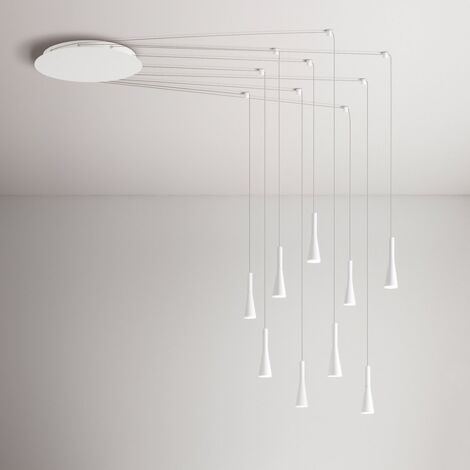 Lampadario a sospensione CONE Bianco opaco 9x7W 3000K Perenz
