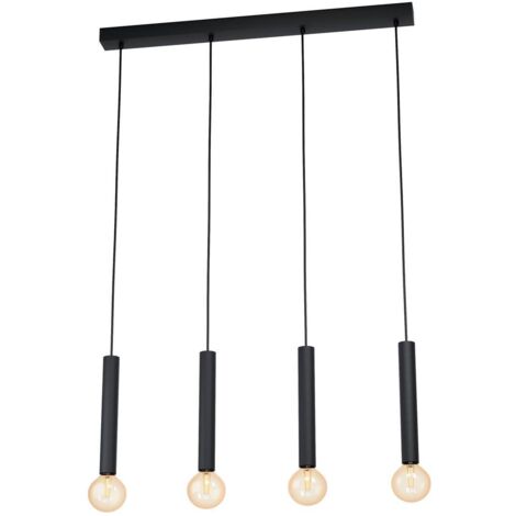 Lampadario A Sospensione Contemporaneo Cortenova Acciaio Nero 4 Luci E27
