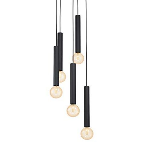 Lampadario A Sospensione Contemporaneo Cortenova Acciaio Nero 5 Luci E27
