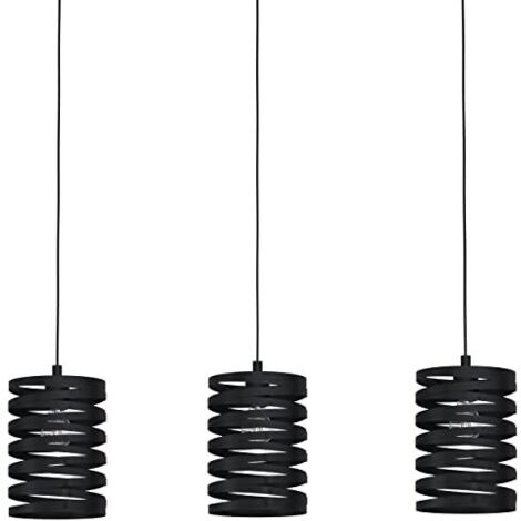 Lampadario A Sospensione Contemporaneo Cremella Acciaio Nero 3 Luci E27
