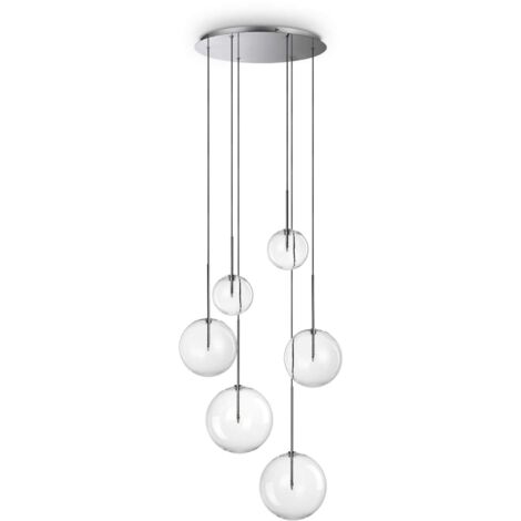 Lampadario A Sospensione Contemporaneo Equinoxe Metallo Cromo 6 Luci G4 2W Ip20