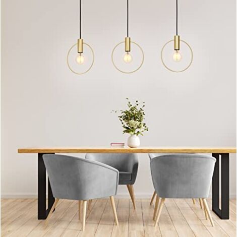 Lampadario A Sospensione Contemporaneo Manizales Acciaio Ottone 3 Luci E27