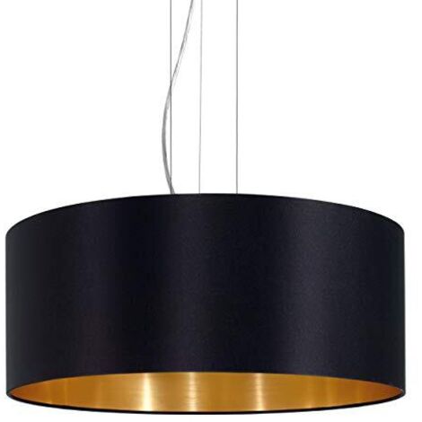Lampadario A Sospensione Contemporaneo Maserlo Acciaio Nichel Nero 3 Luci E27