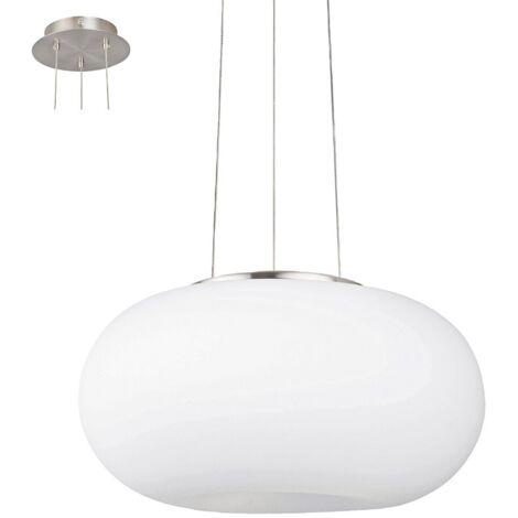 Lampadario A Sospensione Contemporaneo Optica Acciaio Nichel Vetro 2 Luci E27