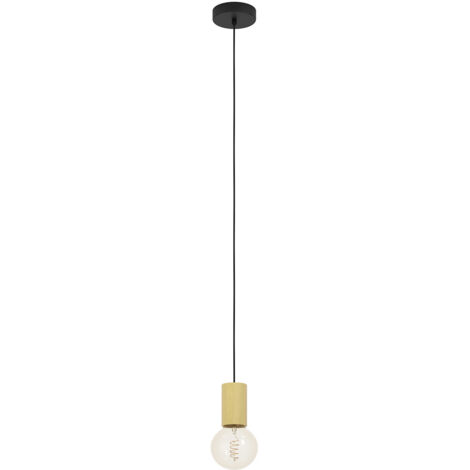 Lampadario A Sospensione Contemporaneo Pozueta 1 Metallo Nero Legno 1 Luce E27