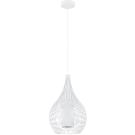Lampadario A Sospensione Contemporaneo Razoni 1 Acciaio Bianco Vetro 1 Luce E27