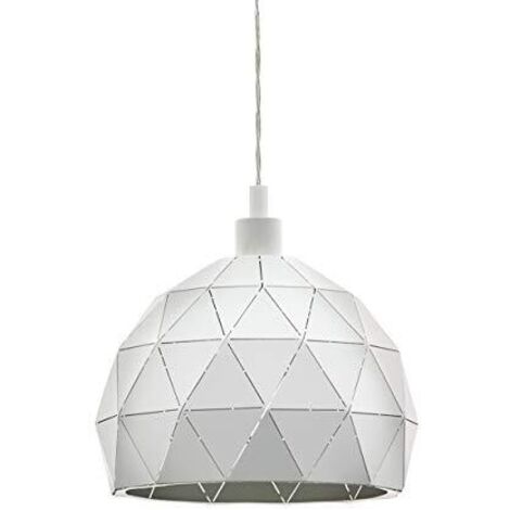 Lampadario A Sospensione Contemporaneo Roccaforte Acciaio Bianco 1 Luce E27