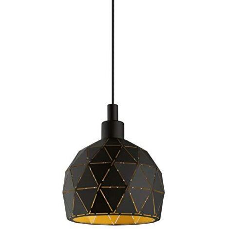 Lampadario A Sospensione Contemporaneo Roccaforte Acciaio Nero Oro 1 Luce E14