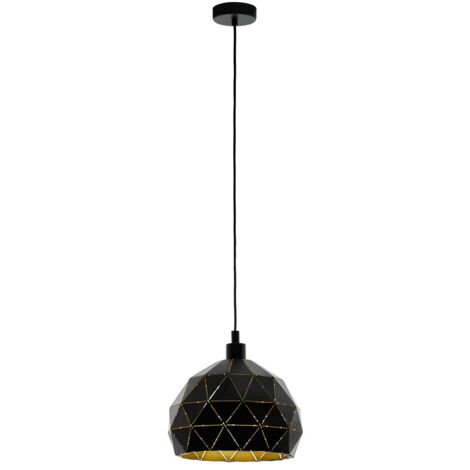 Lampadario A Sospensione Contemporaneo Roccaforte Acciaio Nero Oro 1 Luce E27