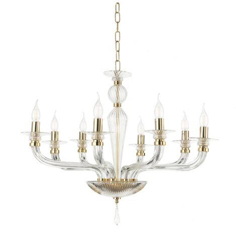 Lampadario a sospensione D82 cm VILLA a 8 luci in vetro lavorato a mano ORO