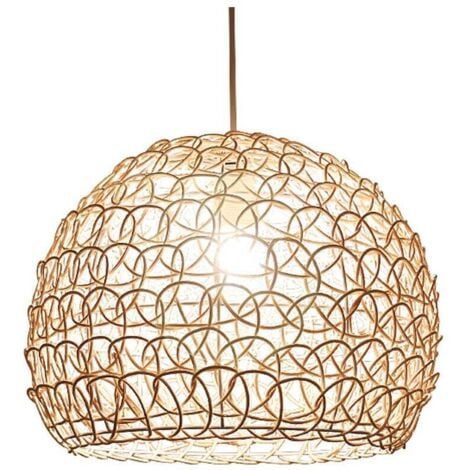 TONCHEAN Lampadario a sospensione da 25 cm, stile rurale, retrò, in rattan intrecciato a mano, paralume in bambù, altezza regolabile, lampada da soffitto per soggiorno, camera da letto, sala da pranzo, lampada
