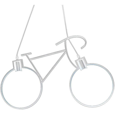 Lampadario a sospensione da soffitto con bicicletta vintage retrò lampada con bici 2 attacchi E27 da soffitto bianco