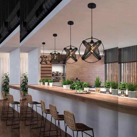 Lampadario a sospensione da soffitto con paralume a tre anelli in metallo traforato design contemporaneo moderno nero attacco E27