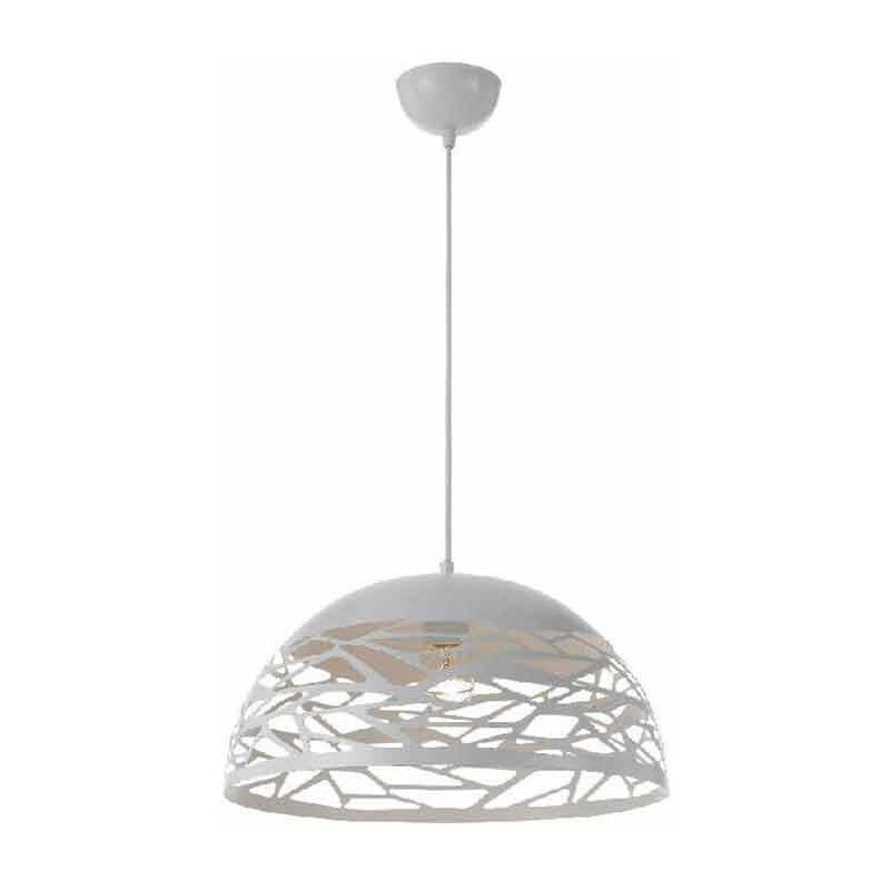 Image of Vetrineinrete - Lampadario a sospensione da soffitto con paralume in metallo traforato design contemporaneo moderno lampada da soffitto bianco