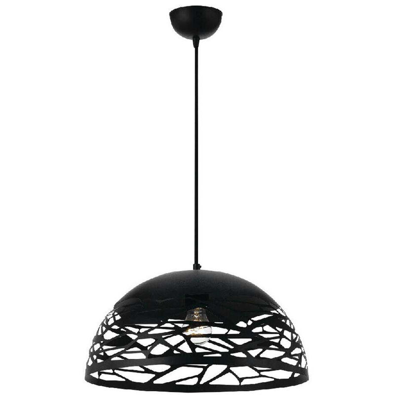 Image of Vetrineinrete - Lampadario a sospensione da soffitto con paralume in metallo traforato design contemporaneo moderno lampada da soffitto nero