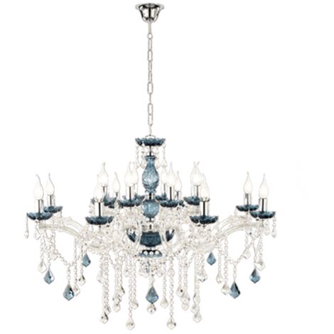 Lampadario a sospensione DAMASCO D95 cm con decorazioni in cristallo Ottanio 16 Luci