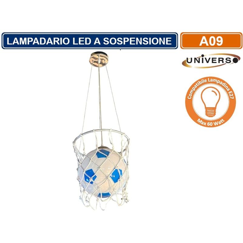 Image of Universo - lampadario a sospensione di forma canestro basket con pallone attacco E27 max 60W