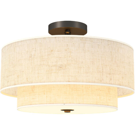 Lampadario a sospensione doppio color crema-bianco lino, illuminazione calda per il soggiorno, design morbido e moderno.