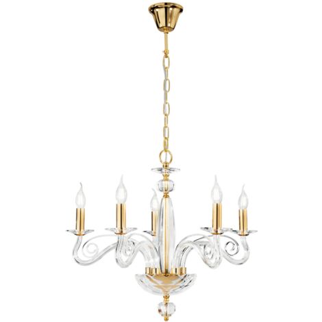 "Lampadario a sospensione EPOQUE a cinque luci in cristallo con finiture oro"