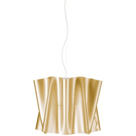 Lampadario a sospensione FOLIO paralume in Polilux Oro diametro 40x h37 cm